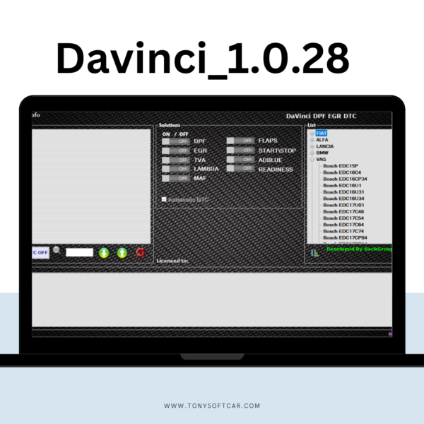 DaVinci 1.0.28 DPF EGR ADBLUE DTC FLAP OFF