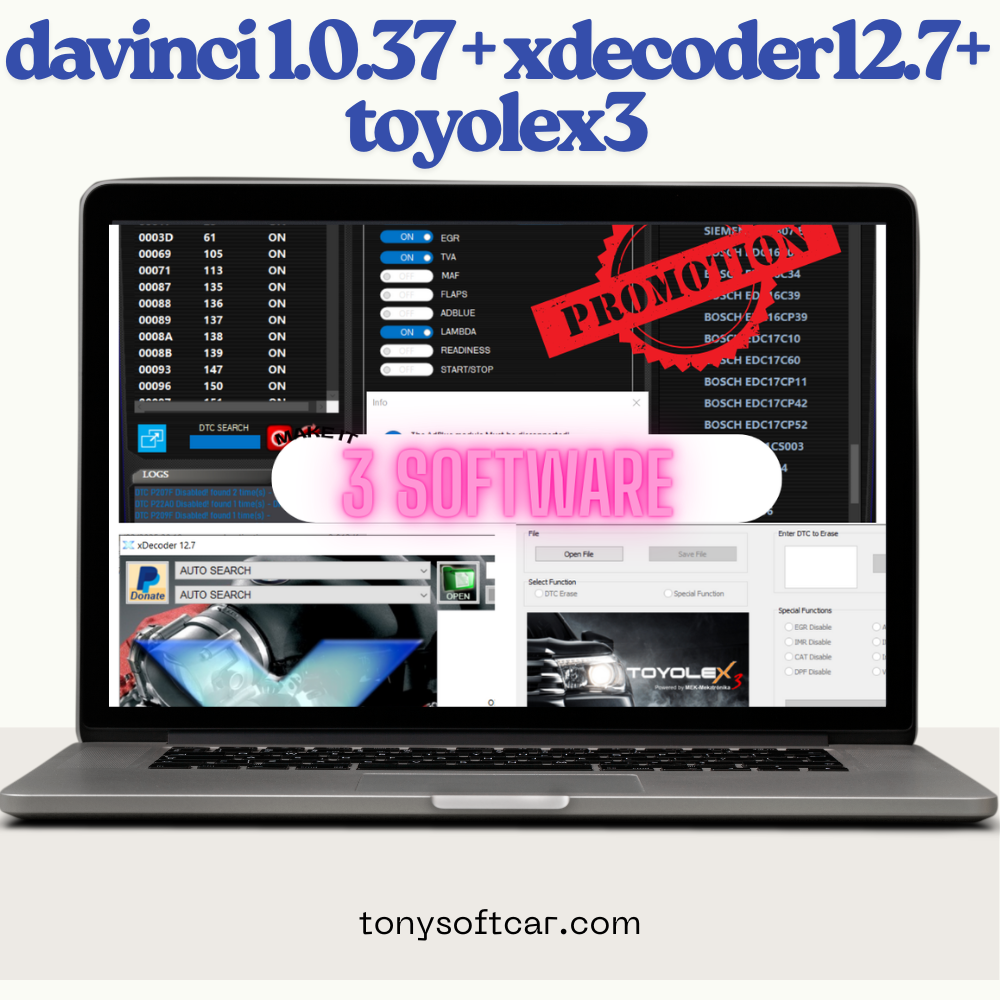 ECU Tuning Mega Pack 2025 – DaVinci 1.0.37 + ToyoLex 3 + XDecoder 12.7